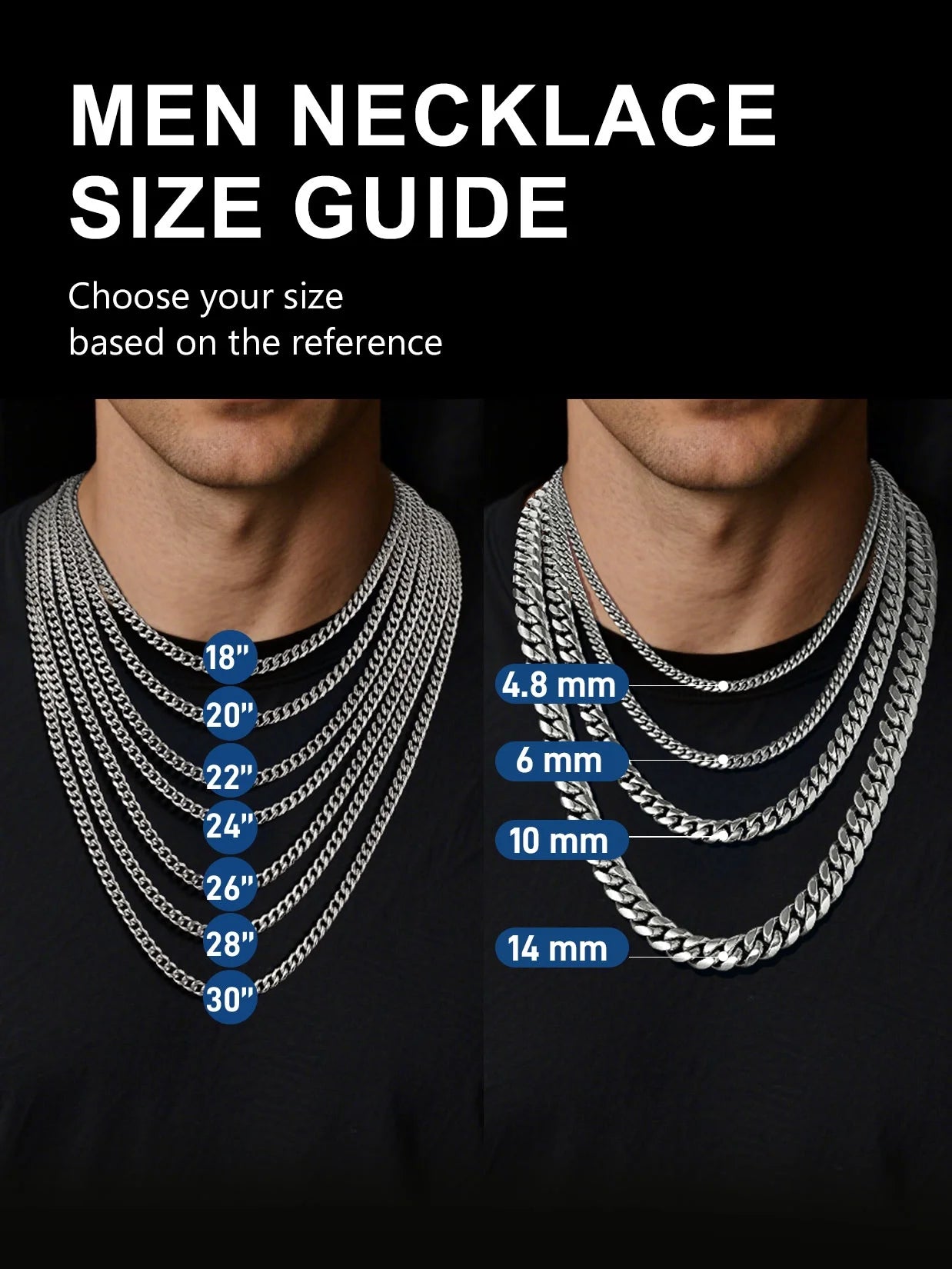 Mens Chain Stainless Steel Necklace Curb Cuban Link Neck Chains Mens Gifts for Fathers Day Dad
